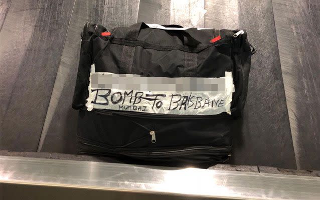 A suspicious item of baggage made its way onto a carousel at Brisbane Airport on Wednesday. Source: Supplied