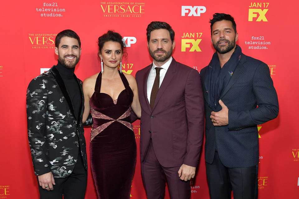 <p>The gorgeous cast members attended Monday’s premiere of FX’s <em>The Assassination of Gianni Versace: American Crime Story</em> at ArcLight in Hollywood. (Photo: Neilson Barnard/Getty Images) </p>