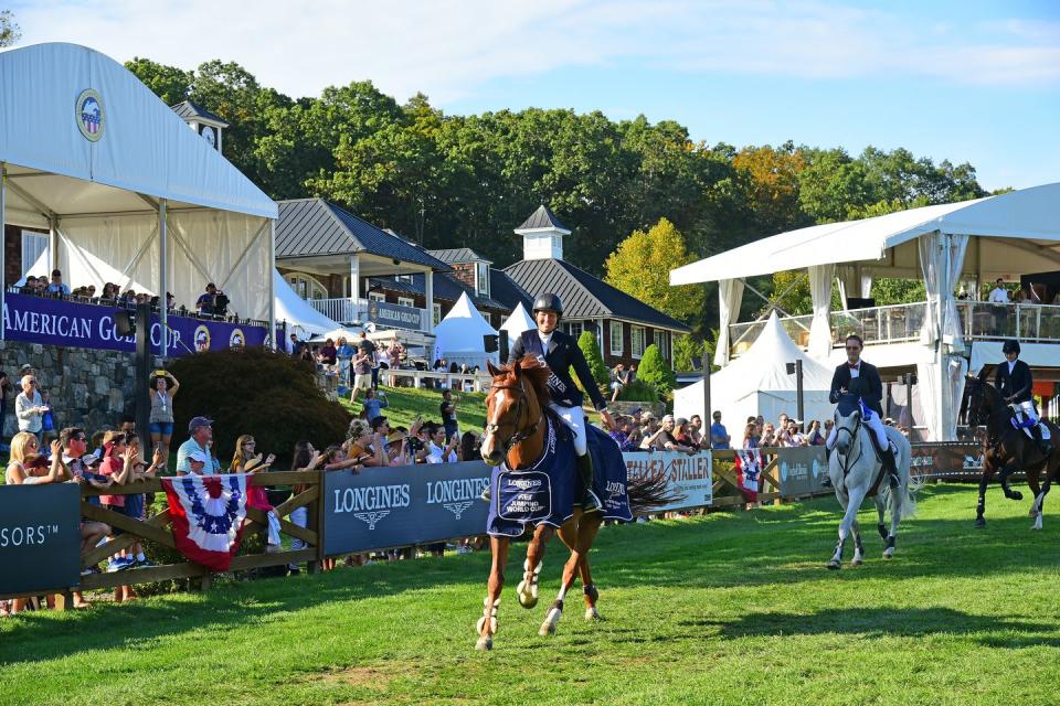 Beezie Madden, Karl Cook, and Katie Dinan took the top three spots, respectively, in the $210,000 Longines FEI Jumping World Cup on Sunday.