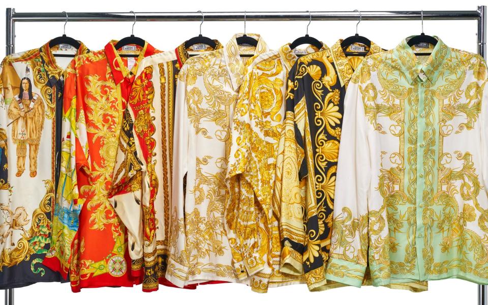 Seven silk shirts by Gianni Versace and owned by Elton John will go up for auction at Chritstie’s