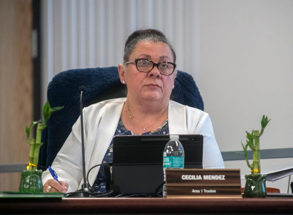 Stockton Unified School District area 1 trustee Cecilia Mendez participates in a special study session at the SUSD Arthur Coleman Jr. Administrative Complex in downtown Stockton on Tuesday, Jan. 24, 2023. CLIFFORD OTO/THE STOCKTON RECORD