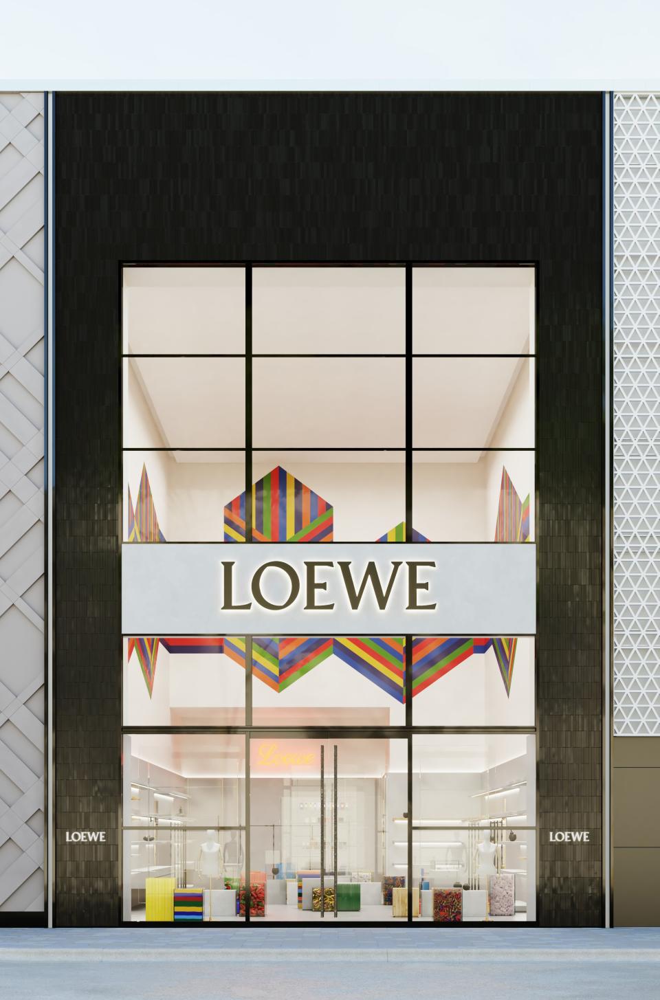 A wall painting by Sol LeWitt dominates the refurbished Loewe boutique in Miami’s Design District. - Credit: Courtesy of Loewe