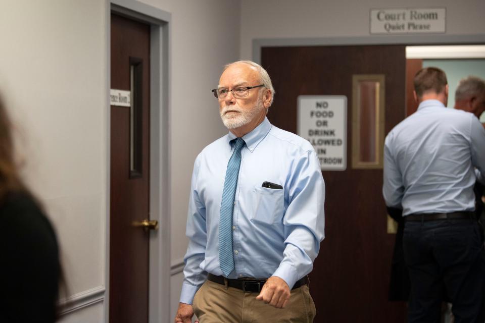 Charlie Hibbs, husband of the victim, leaves the courtroom after the preliminary hearing for Robert Atkins who is accused in the 1991 murder and arson of Joy Hibbs, 35, of Bristol Township on Wednesday, Sept. 21, 2022.