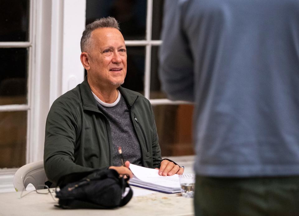 Director Jerome Elliott Moskowitz watches a rehearsal of "Kafka's Joke" at Desert Art Center in Palm Springs, Calif., Thursday, March 2, 2023.