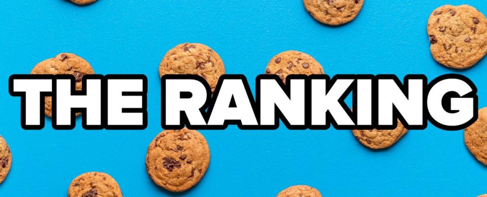 "The Ranking" text on a background of scattered chocolate chip cookies