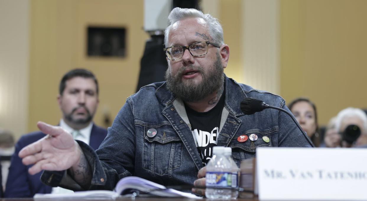 Jason Van Tatenhove, a former national spokesman for the Oath Keepers, has testified about the group's extremism. <a href="https://www.gettyimages.com/detail/news-photo/jason-van-tatenhove-who-served-as-national-spokesman-for-news-photo/1408291704?adppopup=true" rel="nofollow noopener" target="_blank" data-ylk="slk:Kevin Dietsch/Getty Images;elm:context_link;itc:0;sec:content-canvas" class="link ">Kevin Dietsch/Getty Images</a>