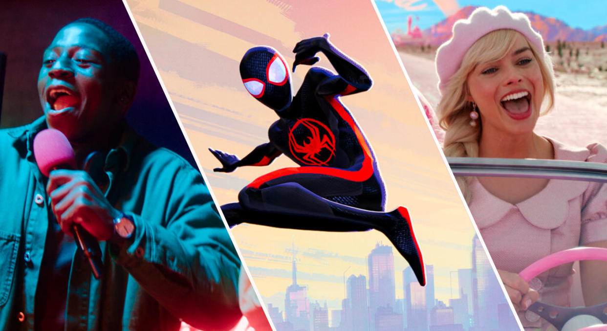 Rye Lane, Across the Spider-Verse and Barbie were among the best movies of 2023. (Disney/Sony/Warner Bros.)