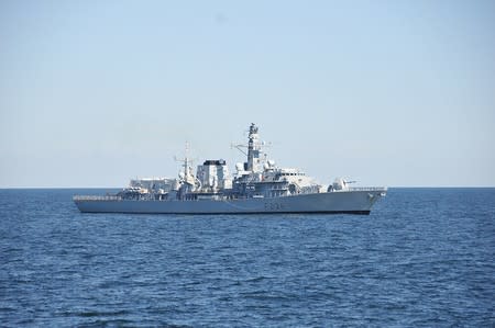 FILE PHOTO: U.S. Navy photo of Royal Navy vessel HMS Montrose at sea during Baltic Operations
