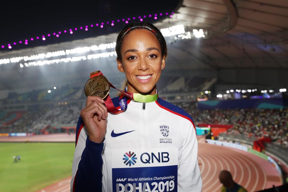 Gold medallist Katarina Johnson-Thompson of Great Britain in Doha (Getty Images)