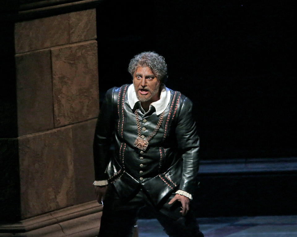 In this March 11, 2013 photo provided by the Metropolitan Opera, Jose Cura appears in the title role during a performance of of Verdi's "Otello," at the Metropolitan Opera in New York. (AP Photo/Ken Howard)
