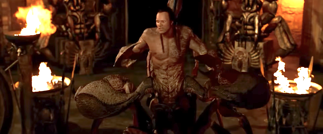 dwayne johnson as a cgi half human and half scorpion, the mummy returns