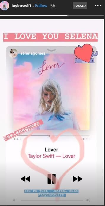 Swift replied to Gomez, telling her how much she loves her.