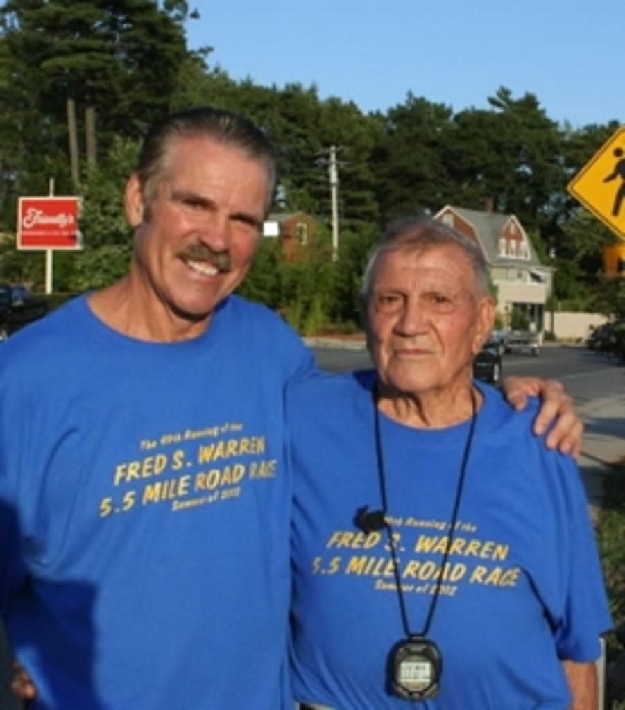 Fred Warren, right, poses with son Gordon at the 2012 Fred S. Warren Road Race.