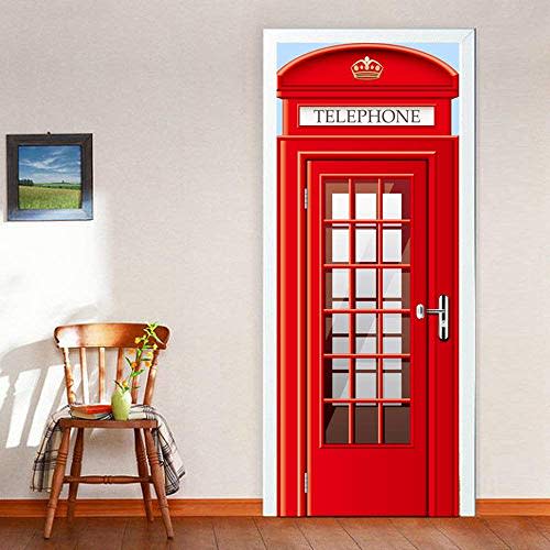 8) Red Telephone Booth Door Mural