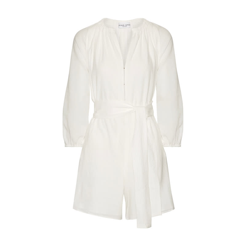 <a rel="nofollow noopener" href="http://rstyle.me/n/cqi4kmjduw" target="_blank" data-ylk="slk:Las Islas Cotton-Gauze Playsuit, Apiece Apart, $385;elm:context_link;itc:0;sec:content-canvas" class="link ">Las Islas Cotton-Gauze Playsuit, Apiece Apart, $385</a>