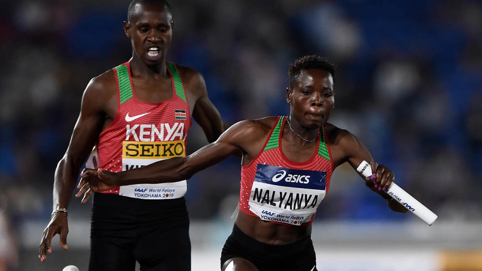 Eglay Nafuna Nalyanya and Collins Kipruto. (Photo by Matt Roberts/Getty Images)