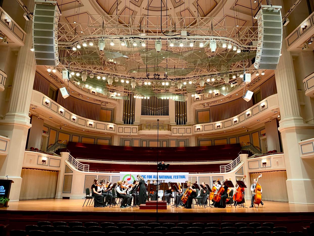 The Advanced Chamber Orchestra from Lesher Middle School in Fort Collins performs at The Palladium in the Center for the Performing Arts in Carmel, Indiana, on March 22 during the Music for All National Festival.