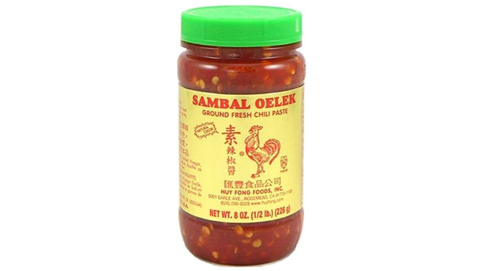 Sambal oelek, a fermented chile paste, lends plenty of spice and depth to the sauce.