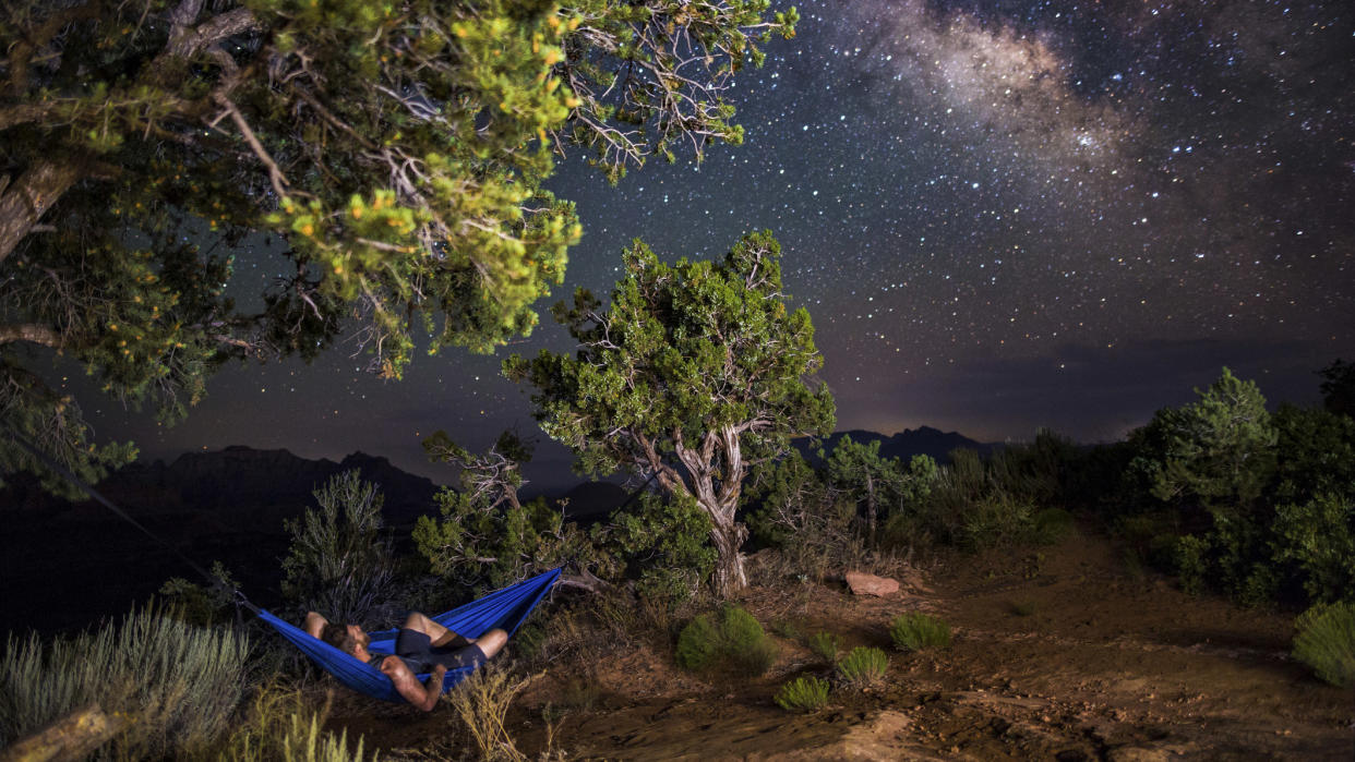  Reasons you need a hammock: hammock and night sky. 
