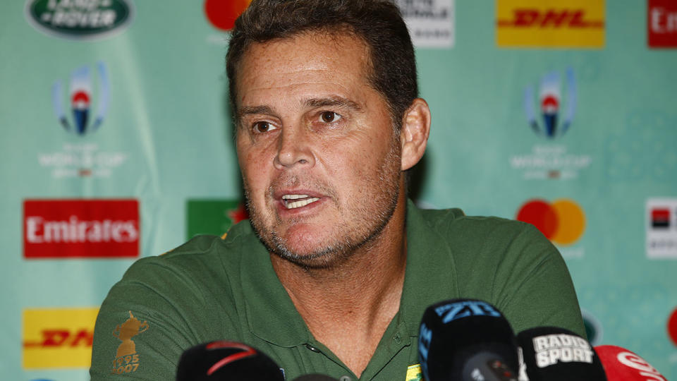 Rassie Erasmus, pictured here during a media conference at the World Cup.