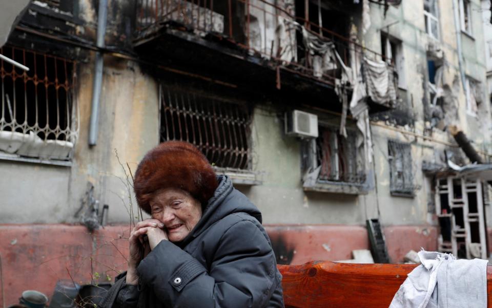 A residential building heavily damaged in the southern port city of Mariupol on April 21 - Alexander Ermochenko/Reuters