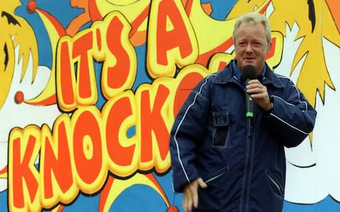 Keith Chegwin during filming of It's a Knockout - Credit: Michael Walter /PA