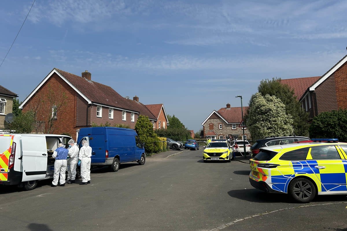 Police and forensic investigators at the scene in High Wycombe (PA Wire)