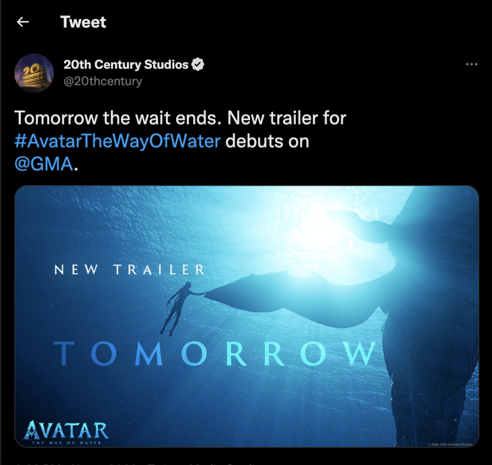 Full-length ‘Avatar: The Way of Water’ trailer is on its way (20th Century Studios)