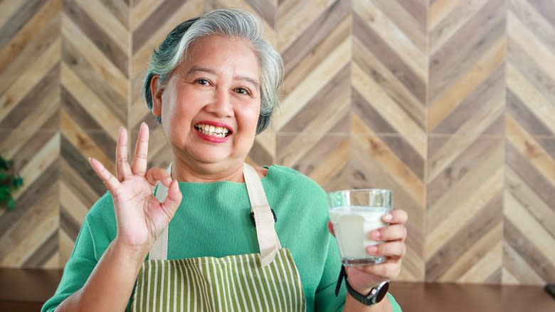 Woman drinking milk 