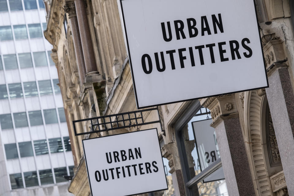 Sign for the clothes and clothing brand Urban Outfitters on 30th May 2022 in Birmingham, United Kingdom. (photo by Mike Kemp/In Pictures via Getty Images)