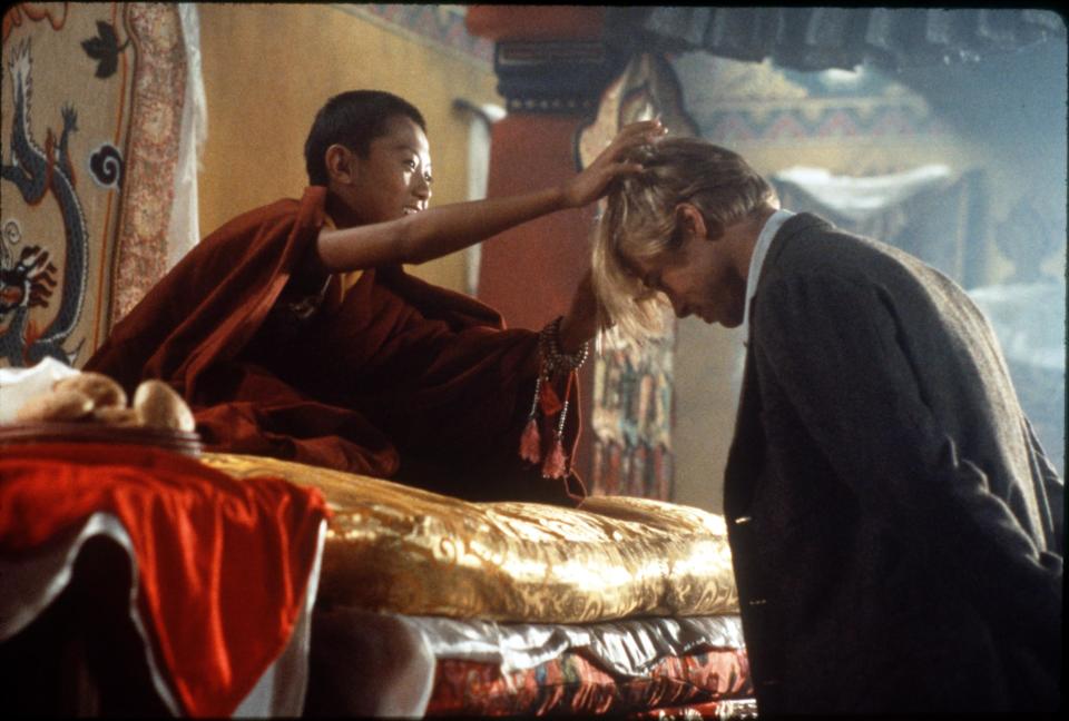 Brad Pitt stars, as Austrian mountain climber Heinrich Harrer, with Jamyang Jamtsho Wangchuk, as the Dalai Lama, in a scene from the 1997 movie "Seven Years in Tibet."