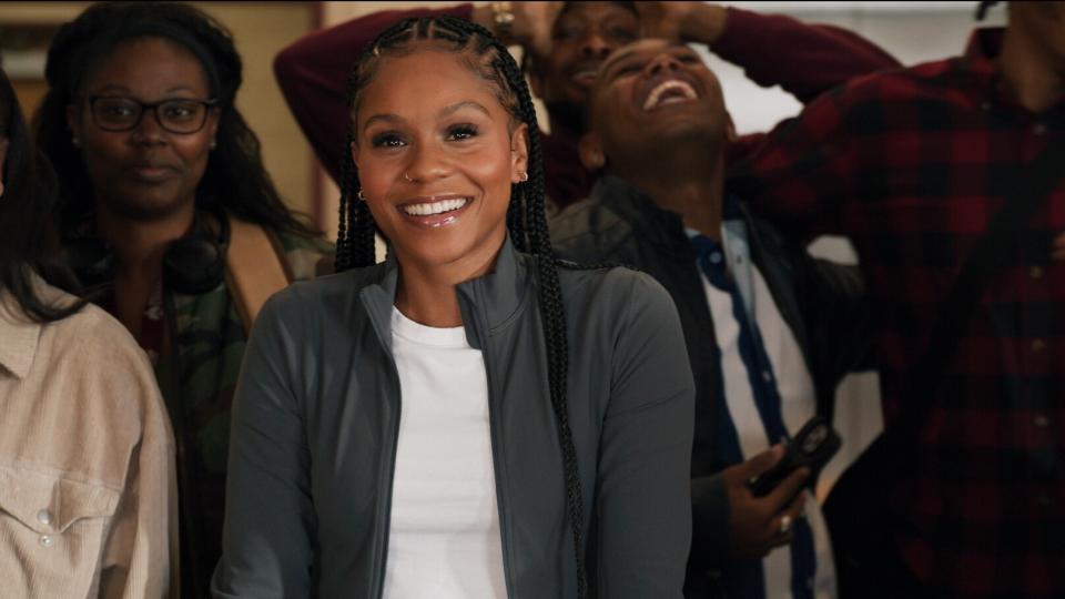 Geffri Maya as Simone Hicks smiling in All American: Homecoming