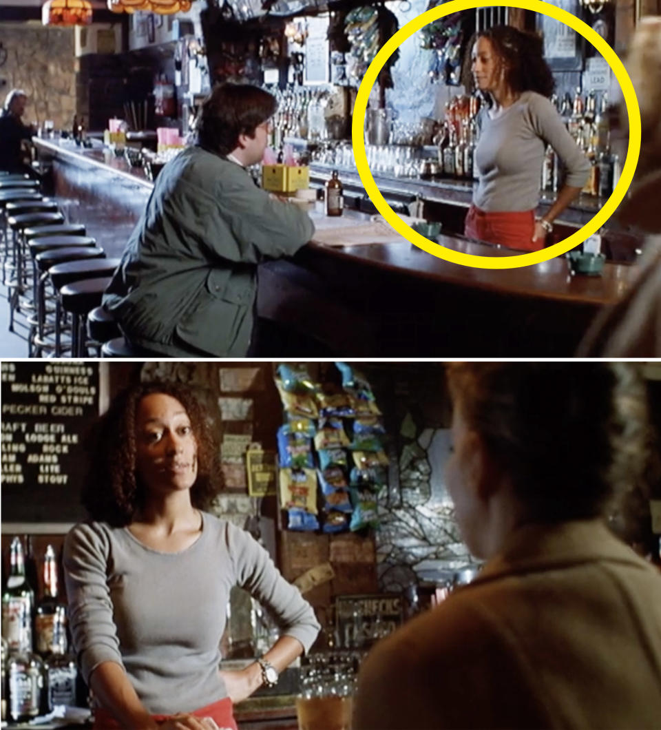 Tracee as a bartender in Sue