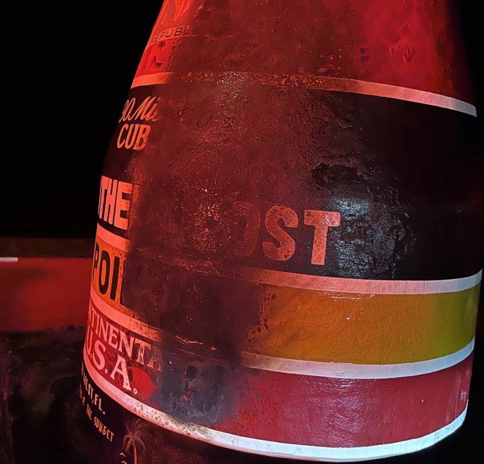 Key West police said two people vandalized the famous Southernmost Point landmark early in the morning of Jan. 1, 2022, by setting a fire beside it.