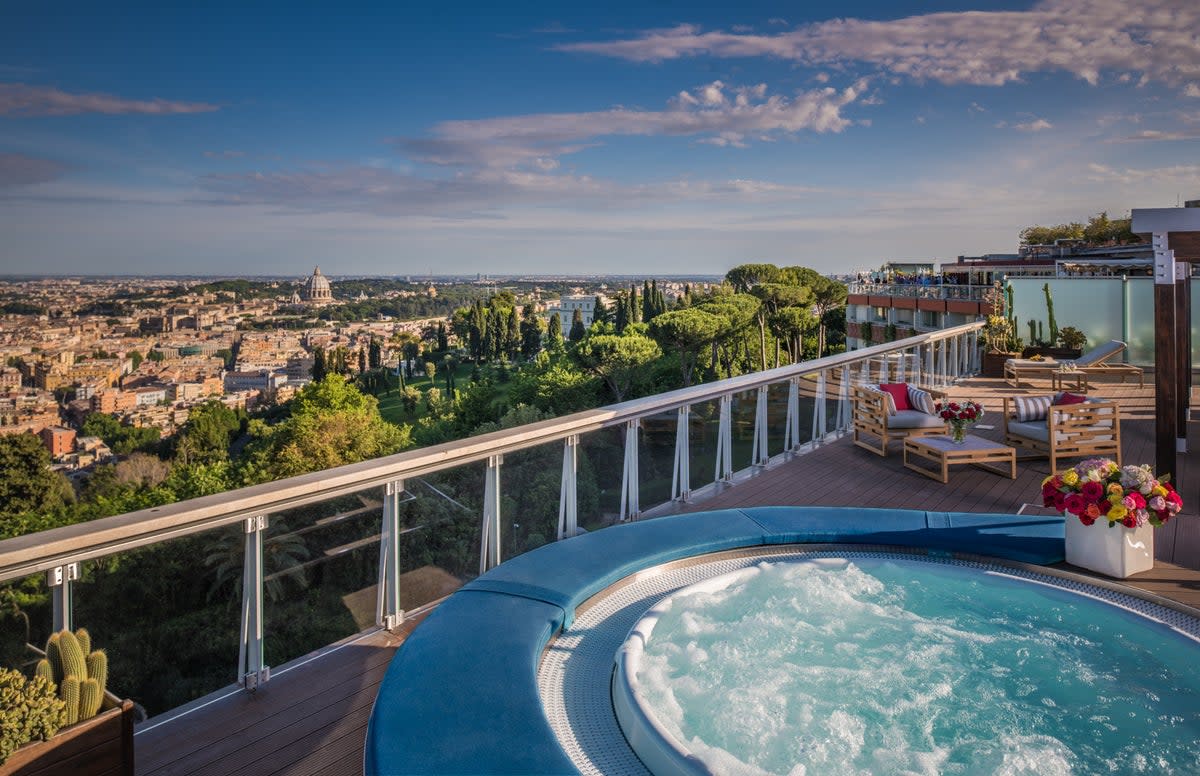 Rome Cavalieri’s Penthouse Suite comes with a private hot tub (Rome Cavalieri Hotel)