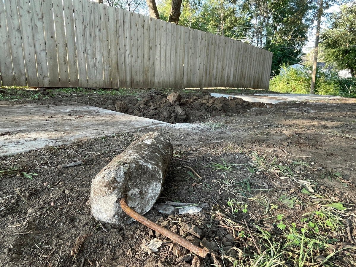 The site where Dennis Rader’s former property once stood after investigators dug in Park City, Kansas, on 22 August (AP)