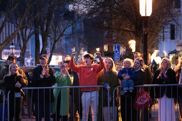 <p>BRENDAN SMIALOWSKI/AFP via Getty</p> Joe and Jill Biden attend a Christmas tree lighting in Nantucket on Nov. 24 with their children and grandchildren