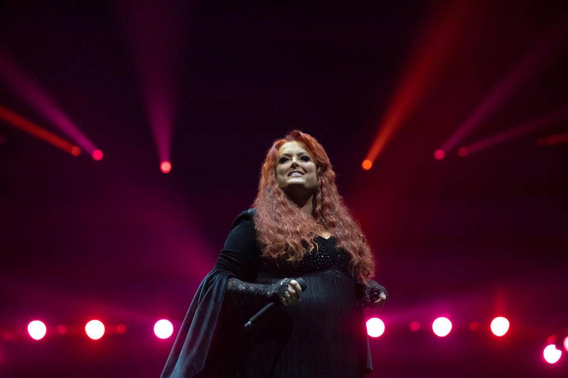 Wynonna Judd performs as The Judds: The Final Tour visits Rupp Arena in Lexington, Ky., on Saturday, Oct. 29, 2022. The Judds became the first people non associated with athletics to have their banner hung in Rupp Arena.