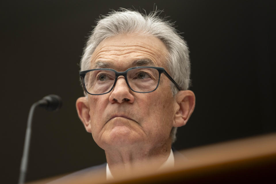 Federal Reserve Board Chair Jerome Powell appears before the House Financial Services Committee on Capitol Hill, Wednesday, March 6, 2024, in Washington. (AP Photo/Mark Schiefelbein)