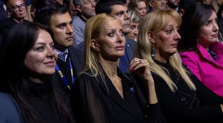 Sandra Pettovello, Yuyito González y Victoria Villarruel durante la presentación de Javier Milei