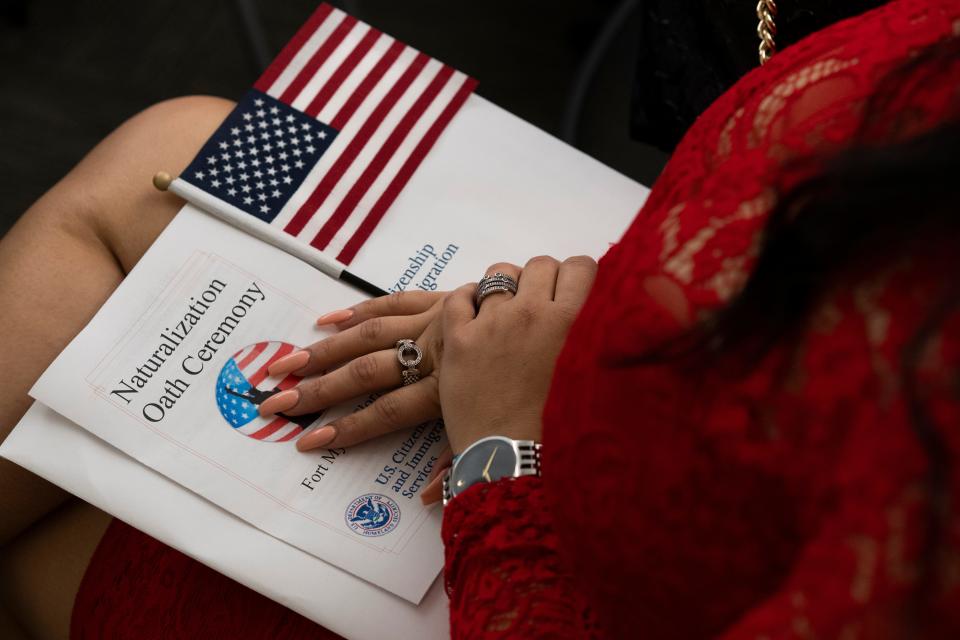 A native of Cuba and a resident of Naples, Elizabeth Serrano, at the Naturalization Oath Ceremony  in Fort Myers in 2018.