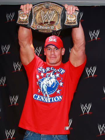 <p>Manuel Velasquez/Jam Media/LatinContent/Getty</p> John Cena poses during a press conference with wrestlers of WWE on May 13, 2011.