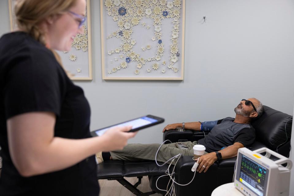 A patient receives Ketamine treatment at MindPeace Clinic in Richmond, Virginia.