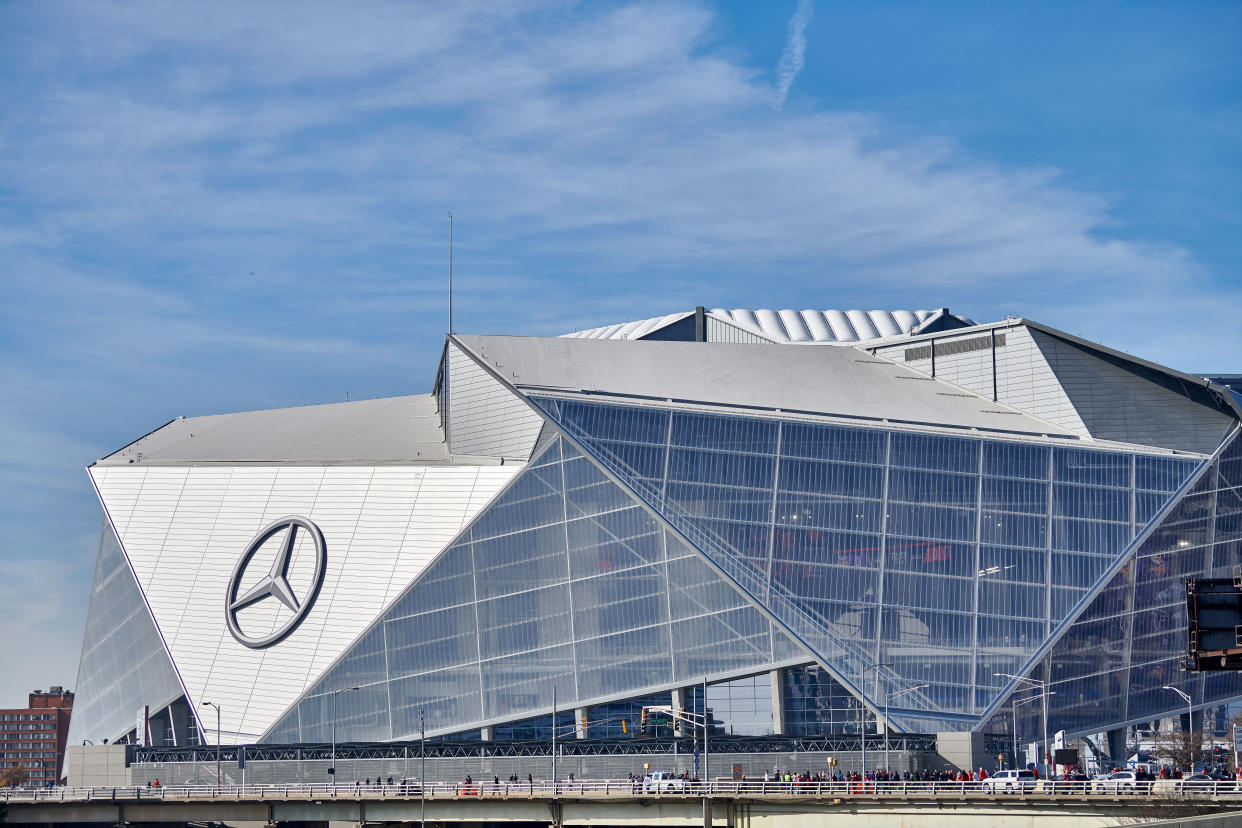 An NFL playoff game could be played at Mercedes-Benz Stadium. (Photo by Robin Alam/Icon Sportswire via Getty Images)
