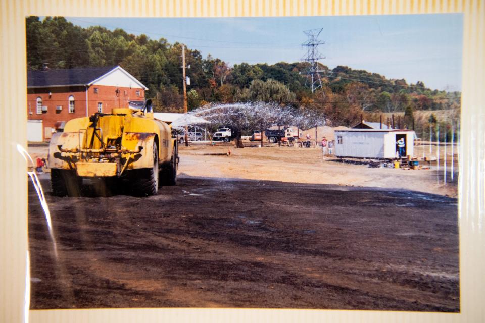 The Claxton Community Center maintains a photo album with pictures like this of the preparation and construction of the Claxton Community Playground in 2000.