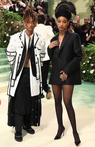 <p>Dia Dipasupil/Getty </p> Jaden Smith and Willow Smith attend the 2024 Met Gala.