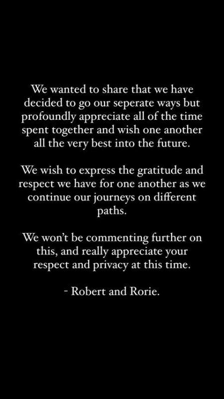 Robert Irwin and Rorie Buckey's breakup announcement<p>Robert Irwin/Instagram</p>
