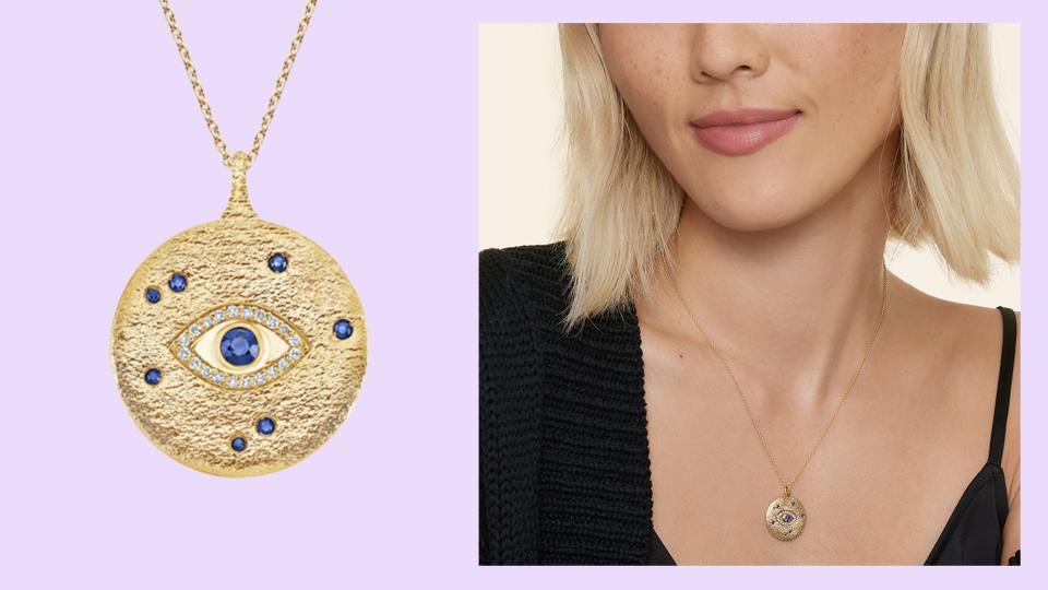 Best jewelry gifts for Mother’s Day: Evil Eye sapphire and diamond medallion