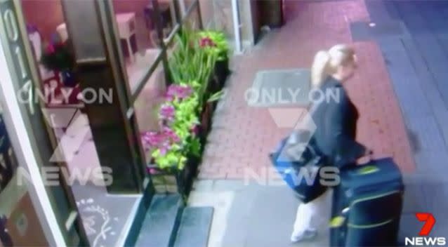 PICTURED: Ms Sainsbury leaving her hotel, just a short time before her arrest in Bogota. Source: 7 News