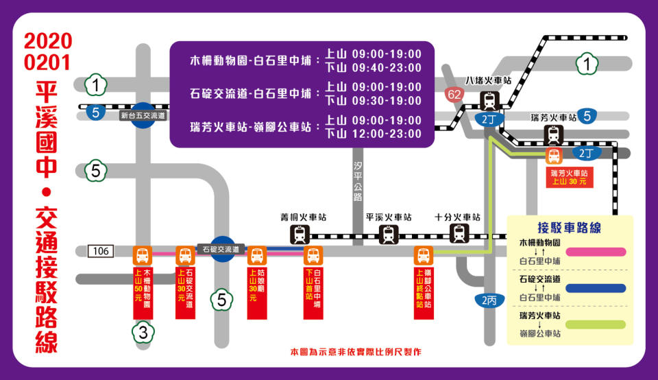 平溪天燈節交通接駁圖。    圖：新北市交通局提供